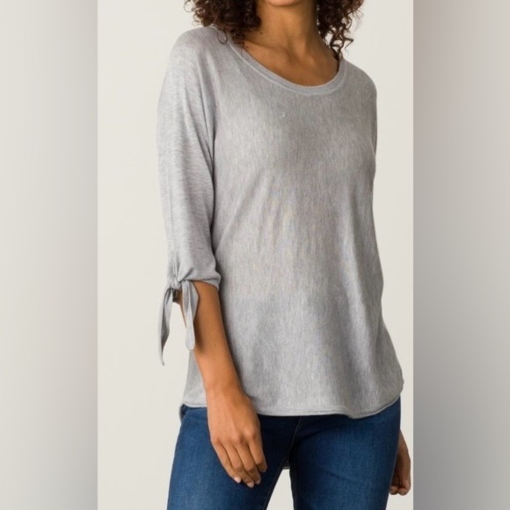 Margaret O’Leary Women’s Gray Scoop Neck 3/4 Length Sleeve Sweater, Size Medium